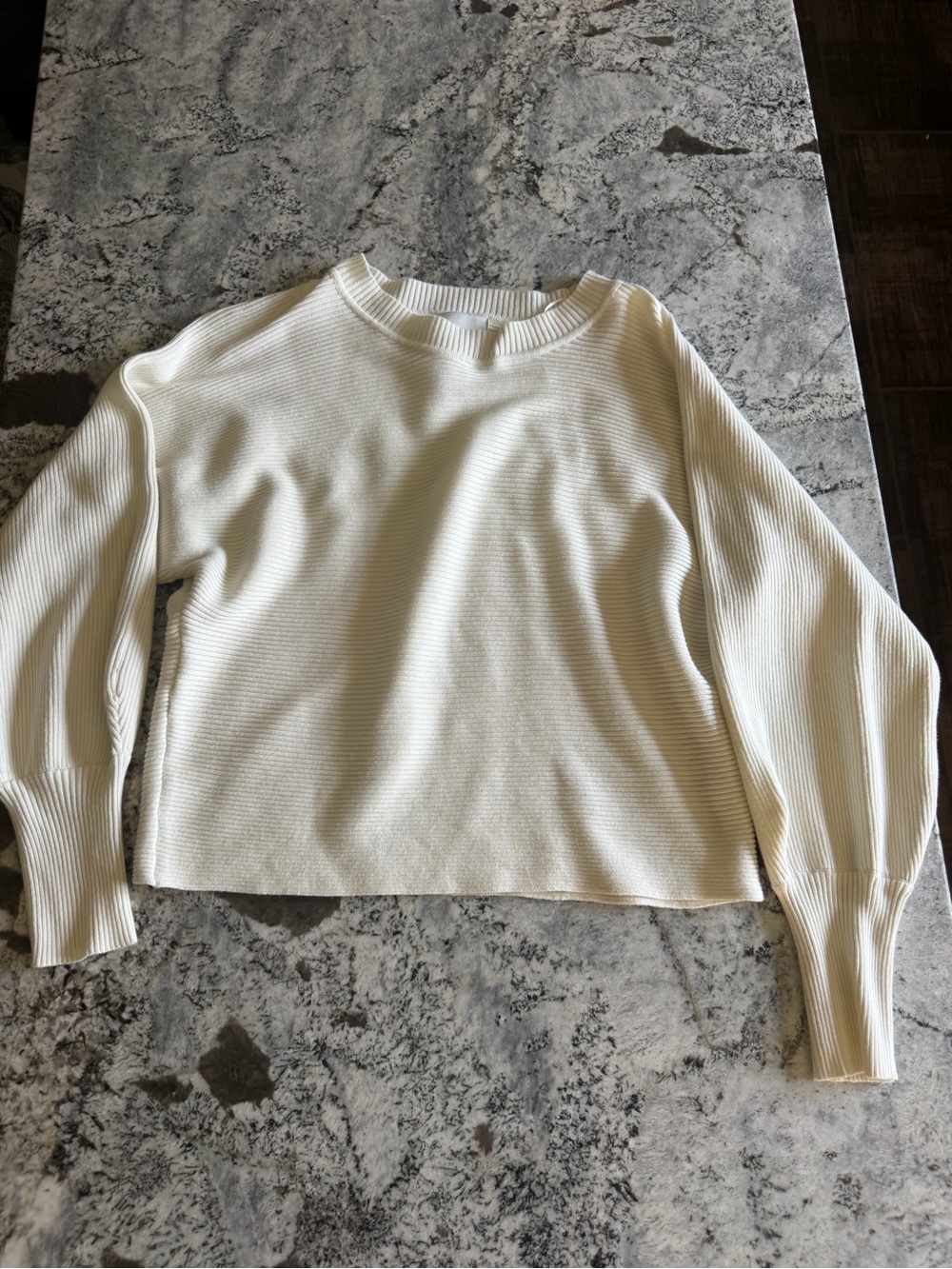 Pink Rose Ivory Ribbed Knit Top